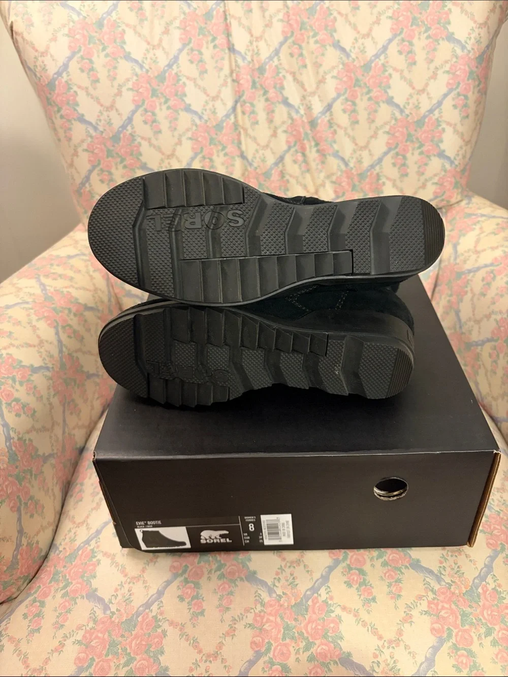 Sorel Evie Bootie Black Suede Size 8M